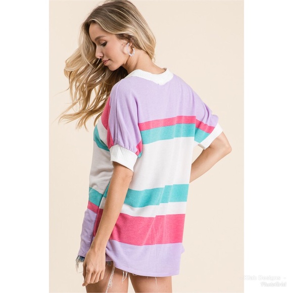💖LAST 1! Super Soft Knit Multi Stripe V Neck Top! - Picture 6 of 8